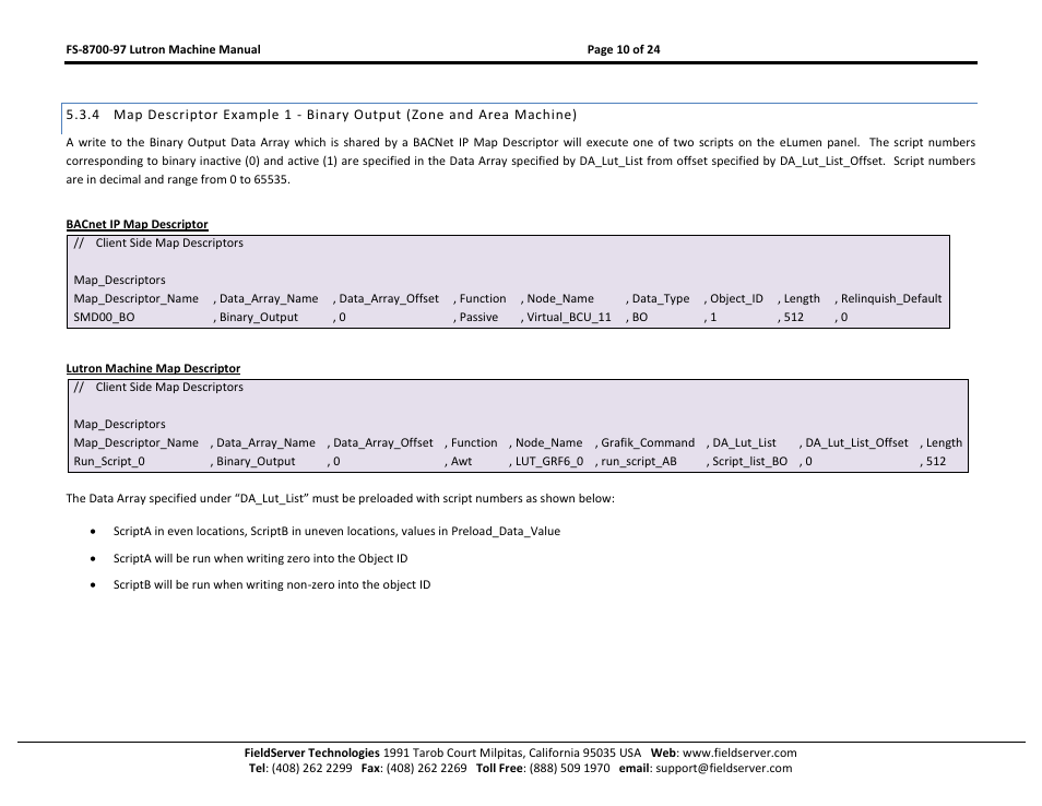 FieldServer Lutron Machine FS-8700-97 User Manual | Page 10 / 24