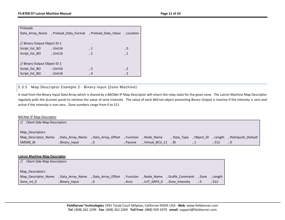 FieldServer Lutron Machine FS-8700-97 User Manual | Page 11 / 24
