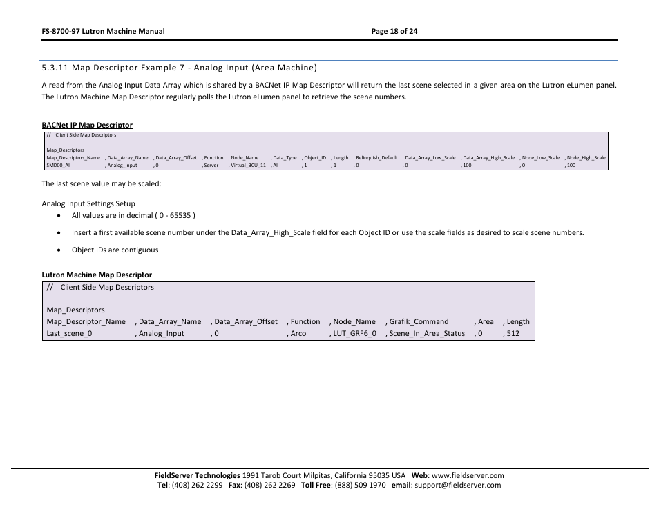 FieldServer Lutron Machine FS-8700-97 User Manual | Page 18 / 24