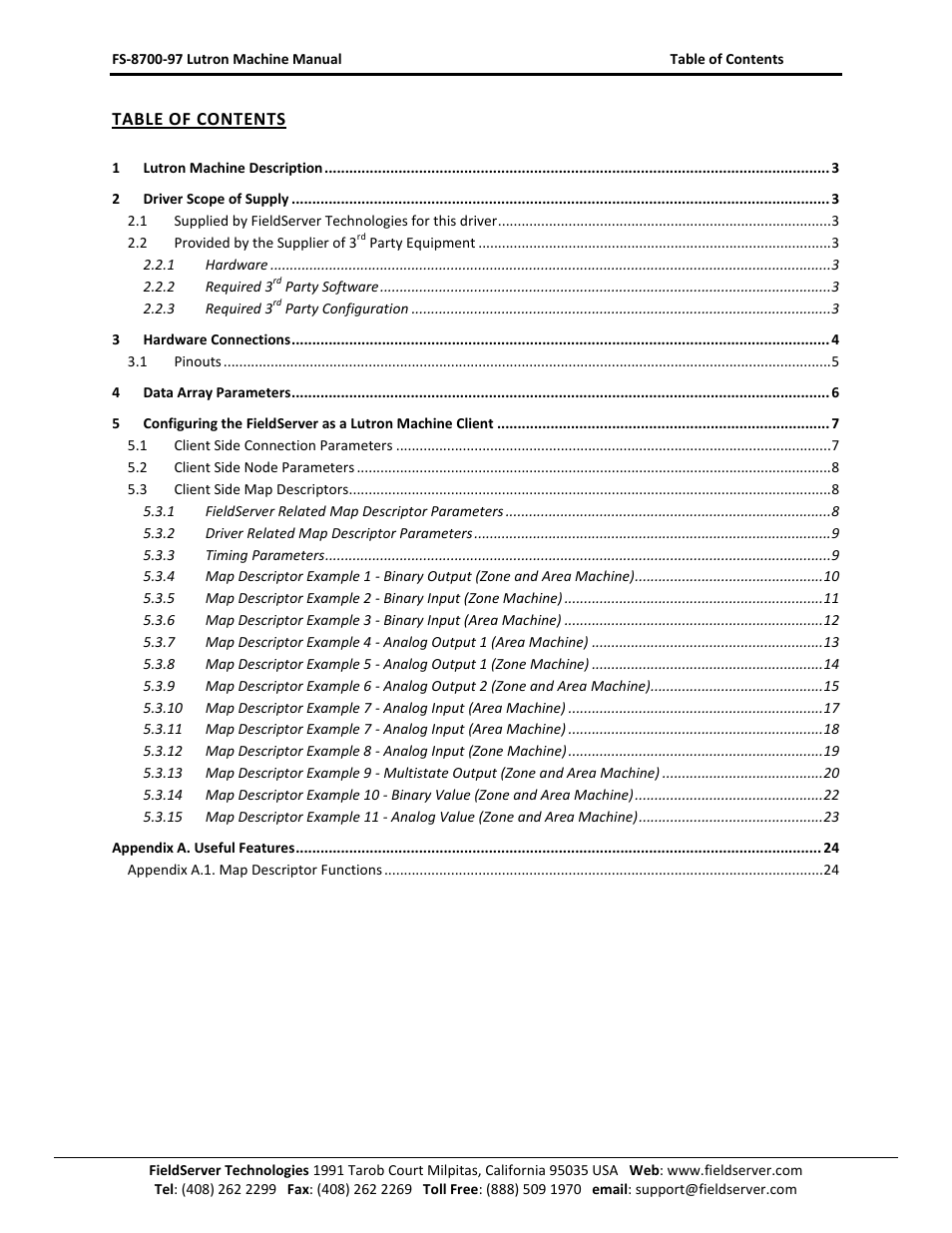FieldServer Lutron Machine FS-8700-97 User Manual | Page 2 / 24