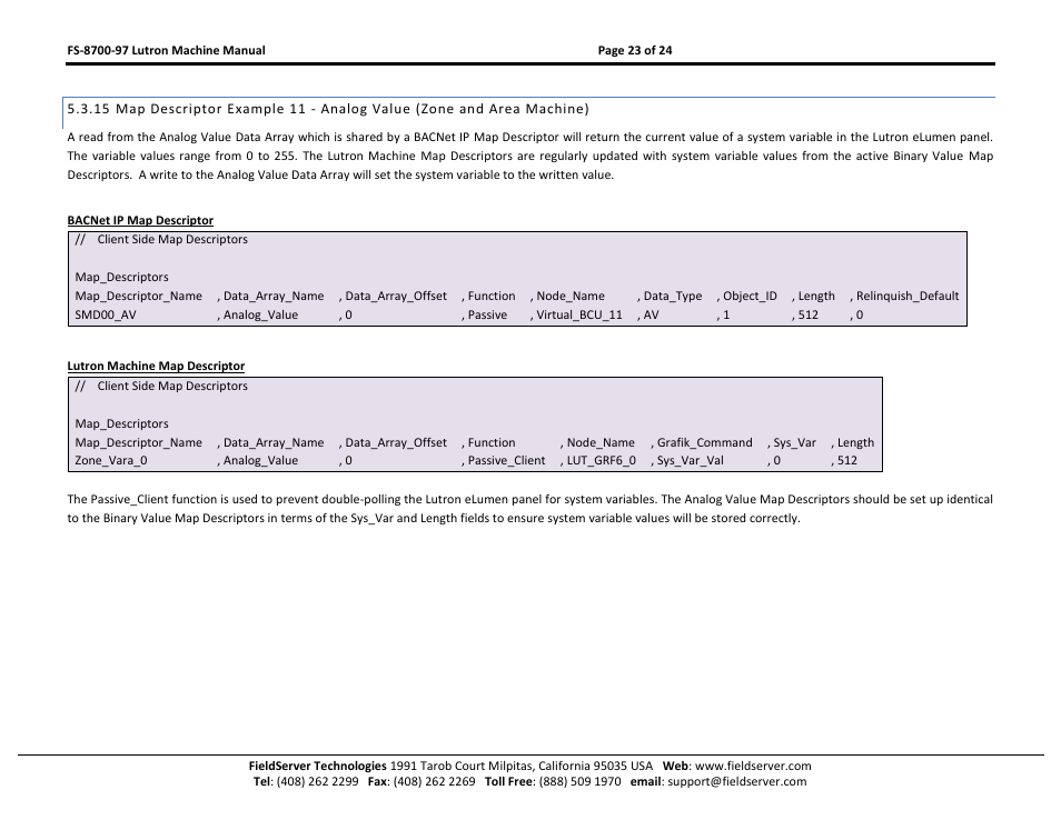FieldServer Lutron Machine FS-8700-97 User Manual | Page 23 / 24