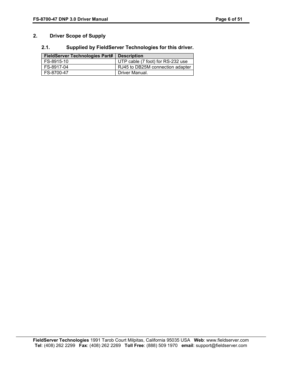 FieldServer FS-8700-47 User Manual | Page 6 / 51