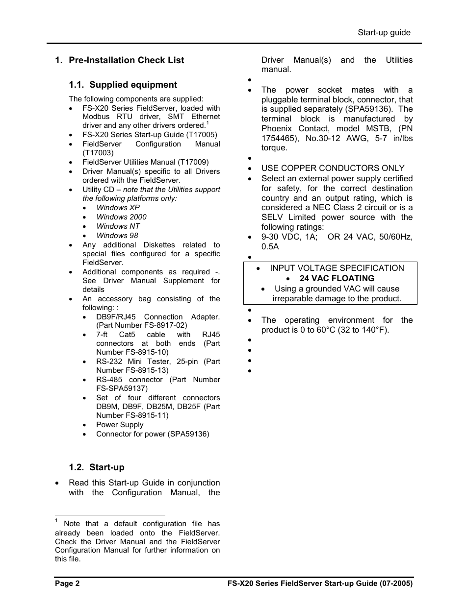 FieldServer FS-X20 User Manual | Page 3 / 13