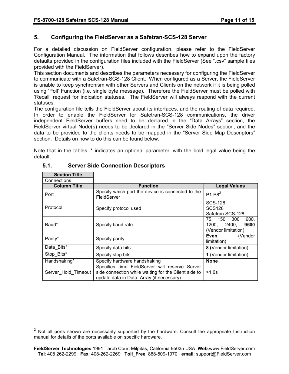 FieldServer Safetran FS-8700-128 User Manual | Page 11 / 15