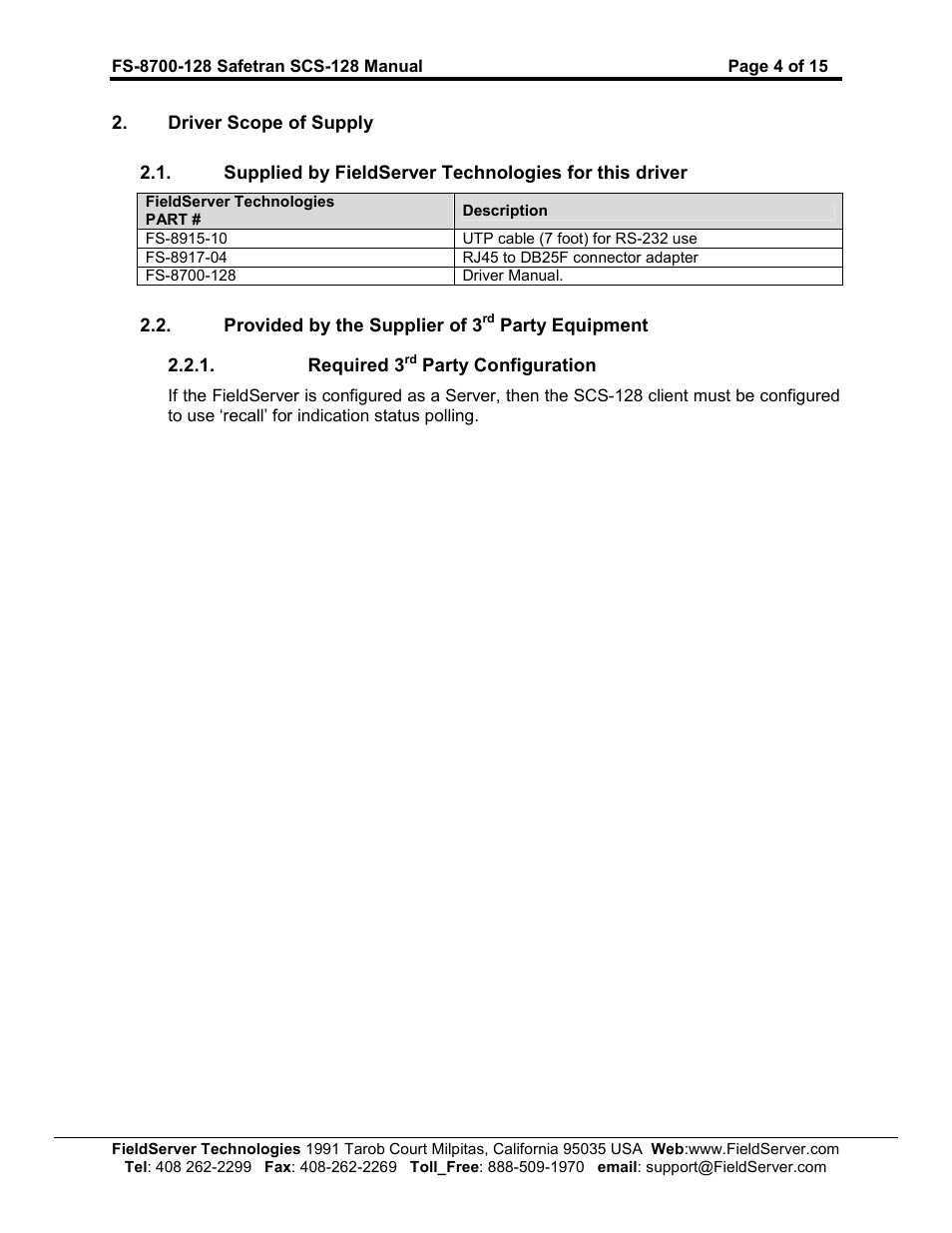 FieldServer Safetran FS-8700-128 User Manual | Page 4 / 15