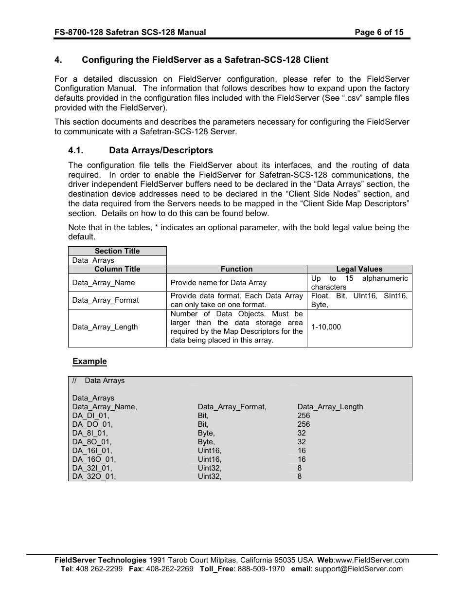 FieldServer Safetran FS-8700-128 User Manual | Page 6 / 15