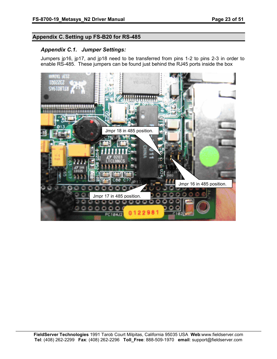 FieldServer Metasys N2 FS-8700-19 User Manual | Page 23 / 51