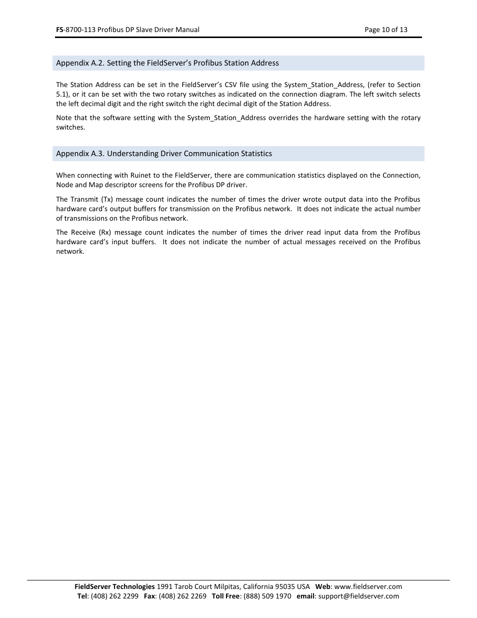 FieldServer Profibus FS-8700-113 User Manual | Page 10 / 13