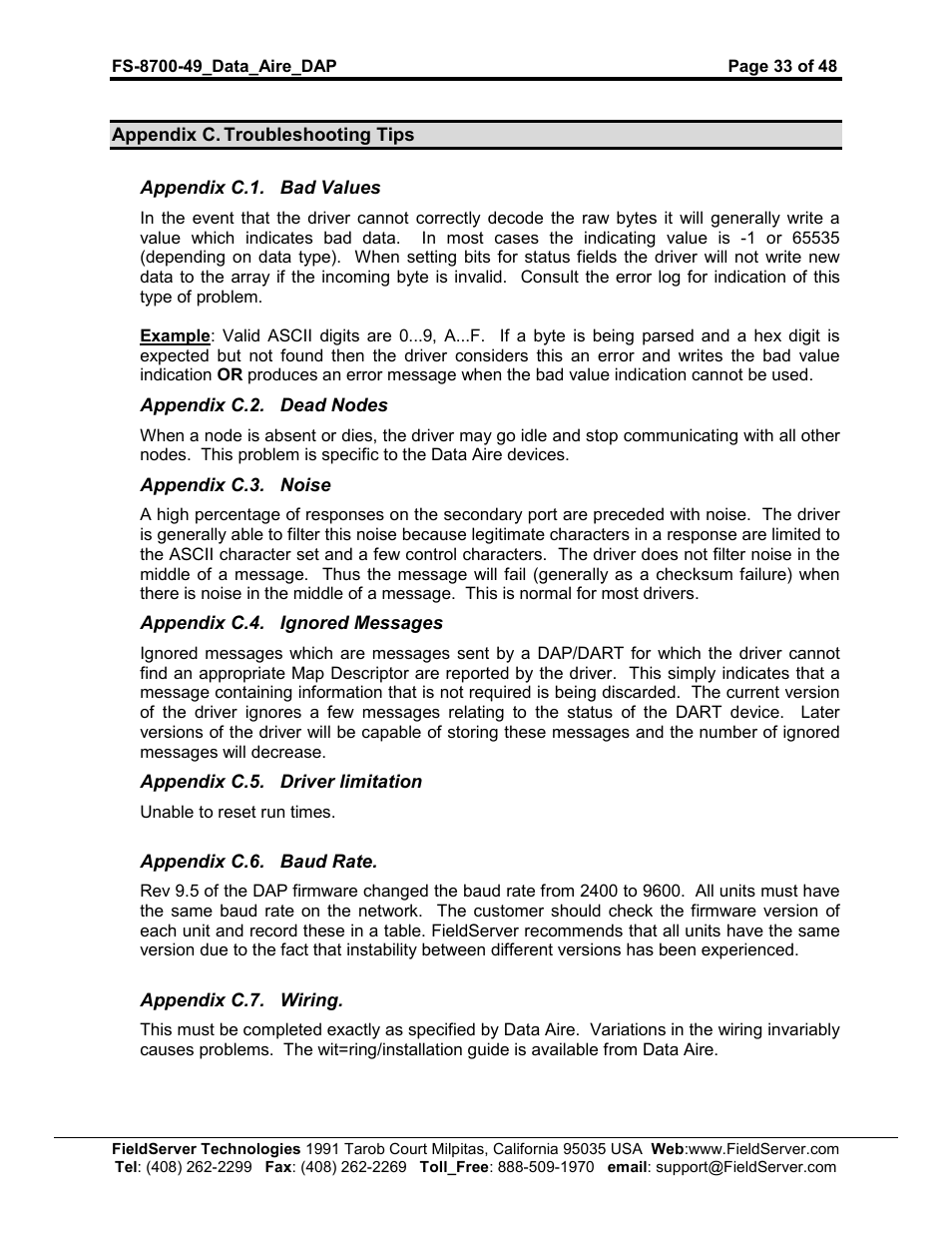 FieldServer Data Aire (DAP) FS-8704-49 User Manual | Page 33 / 48