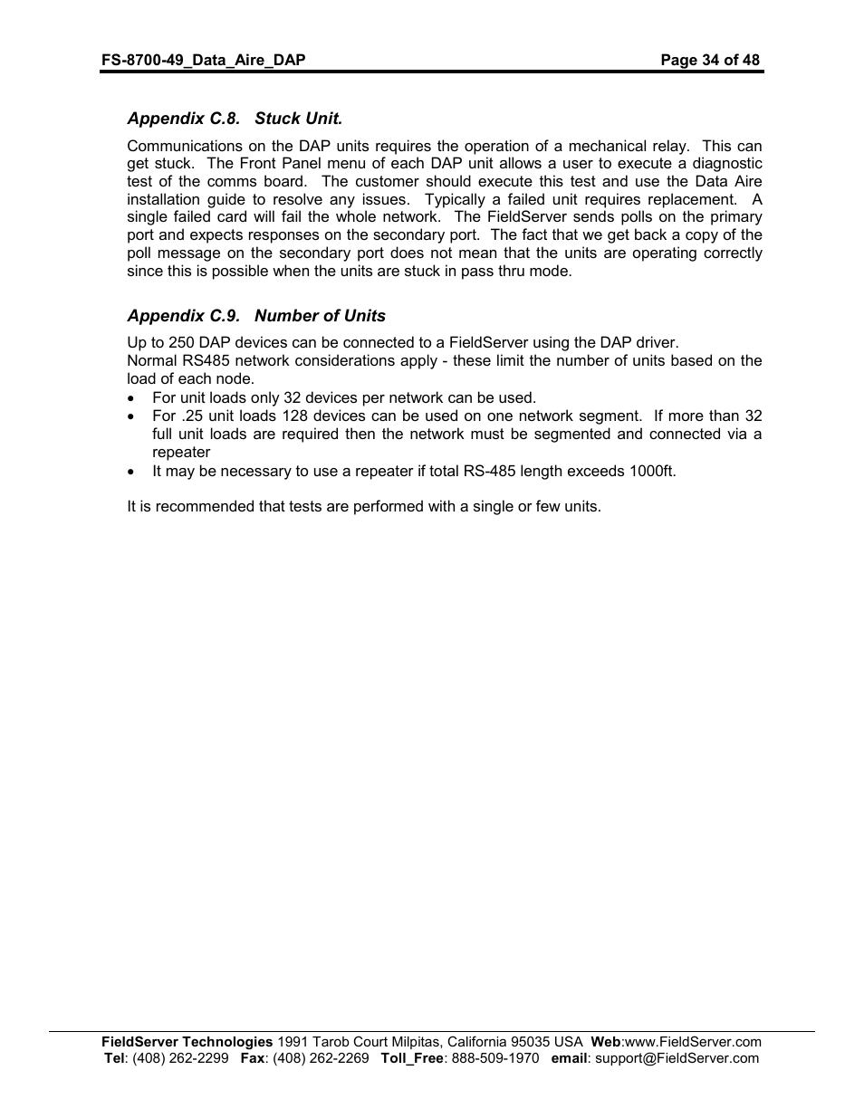 FieldServer Data Aire (DAP) FS-8704-49 User Manual | Page 34 / 48