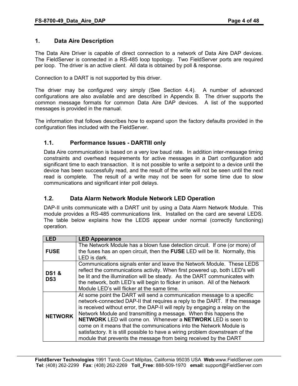 FieldServer Data Aire (DAP) FS-8704-49 User Manual | Page 4 / 48