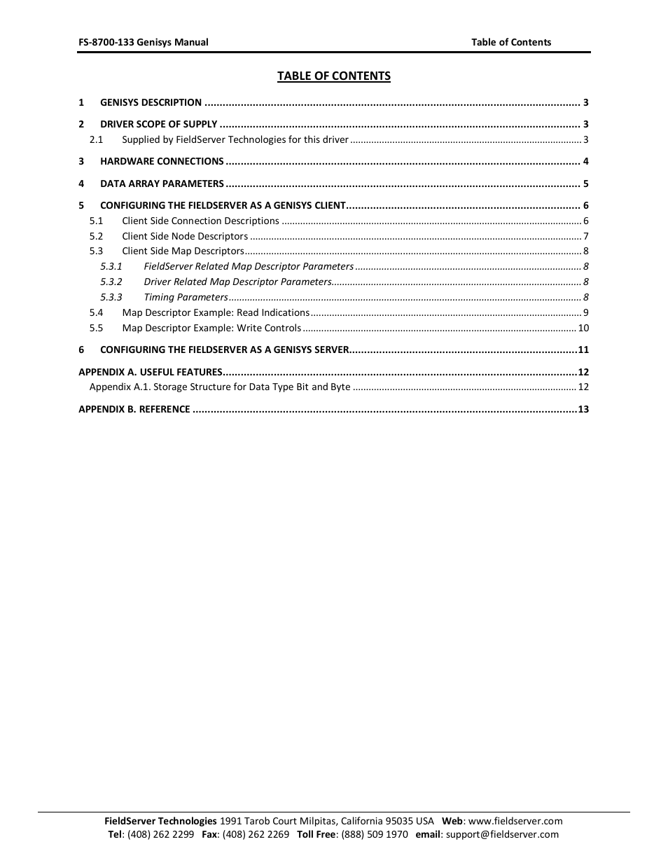 FieldServer Genisys FS-8700-133 User Manual | Page 2 / 13