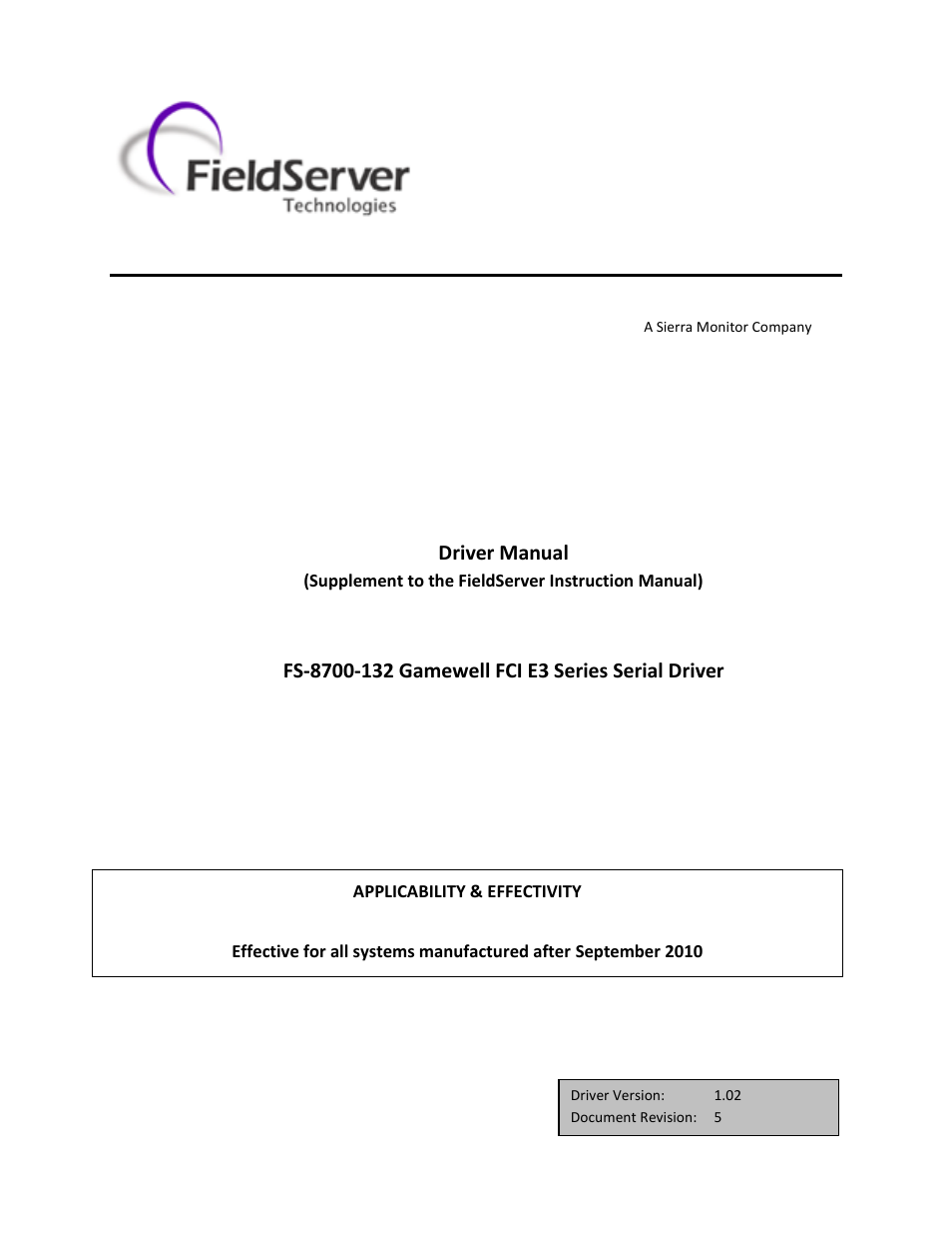 FieldServer Gamewell FCI E3 Series User Manual | 20 pages