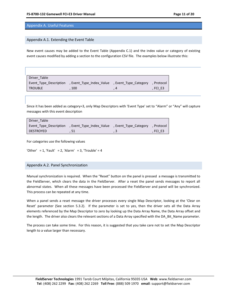 Appendix a. useful features, Appendix a.1. extending the event table, Appendix a.1.1 | Appendix a.1.2, New entry is added, Appendix a.2. panel synchronization, Appendix a.1 | FieldServer Gamewell FCI E3 Series User Manual | Page 11 / 20