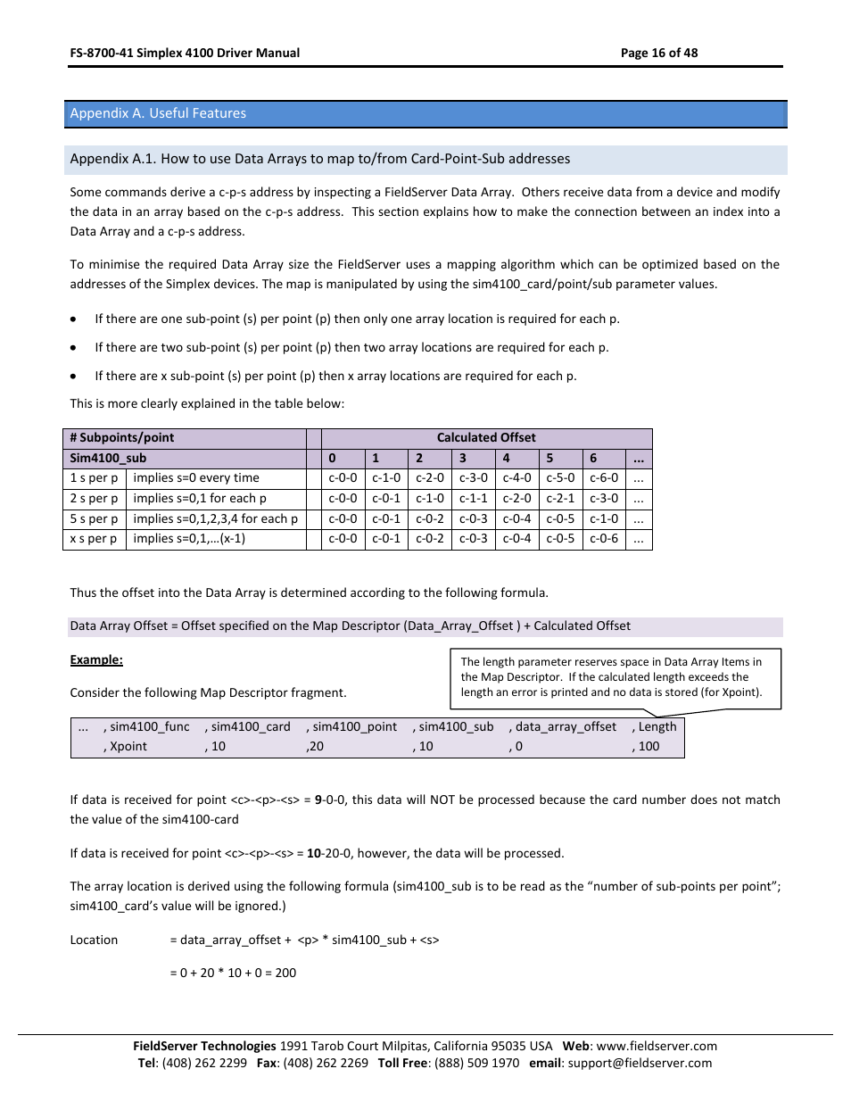 Appendix a. useful features, Appendix a.1 | FieldServer FS-8700-41 User Manual | Page 16 / 48