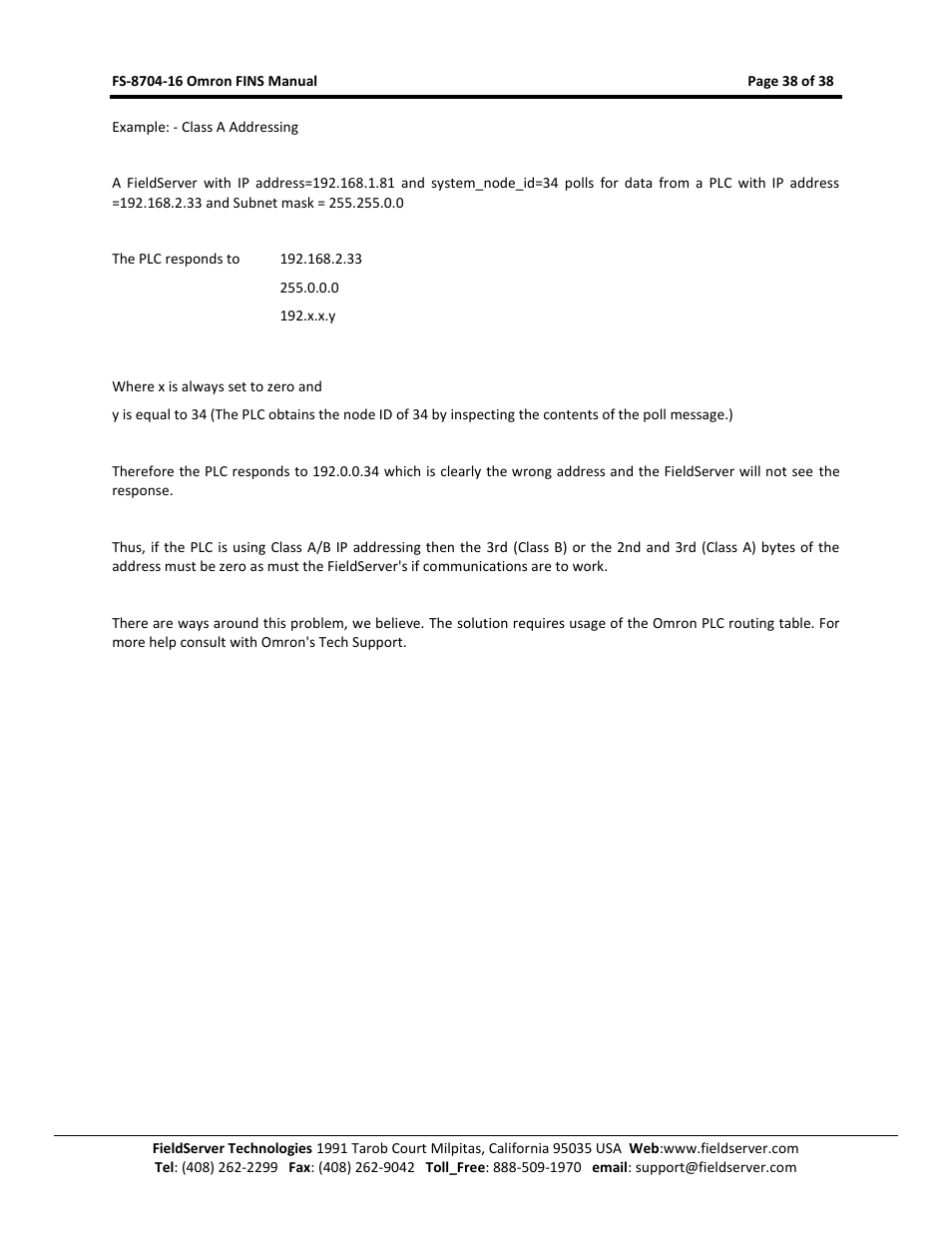 FieldServer Omron FINS FS-8704-16 User Manual | Page 38 / 38