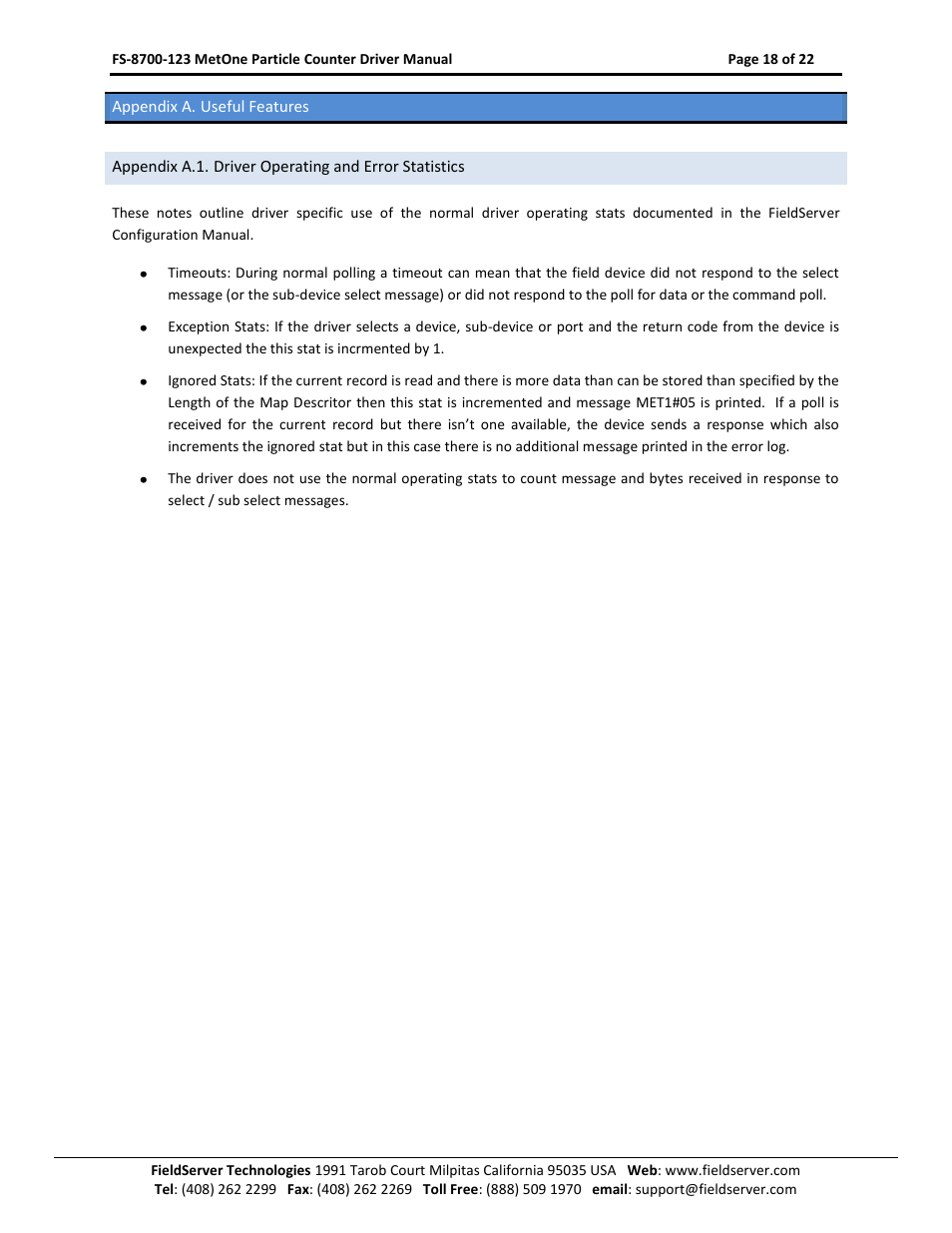Appendix a. useful features | FieldServer A Sierra Monitor Company FS-8700-123 User Manual | Page 18 / 22