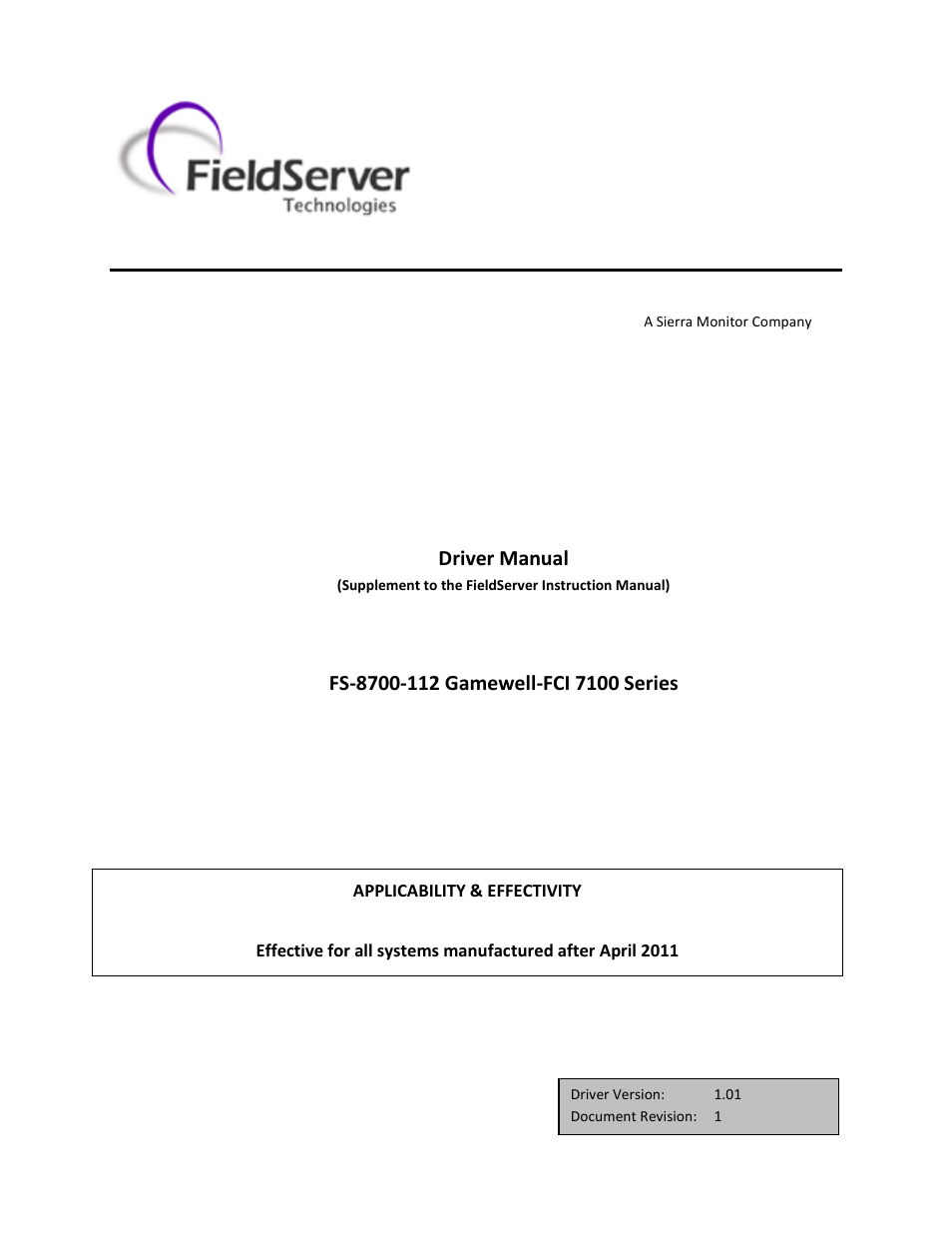 FieldServer FCI 7100 Series User Manual | 20 pages