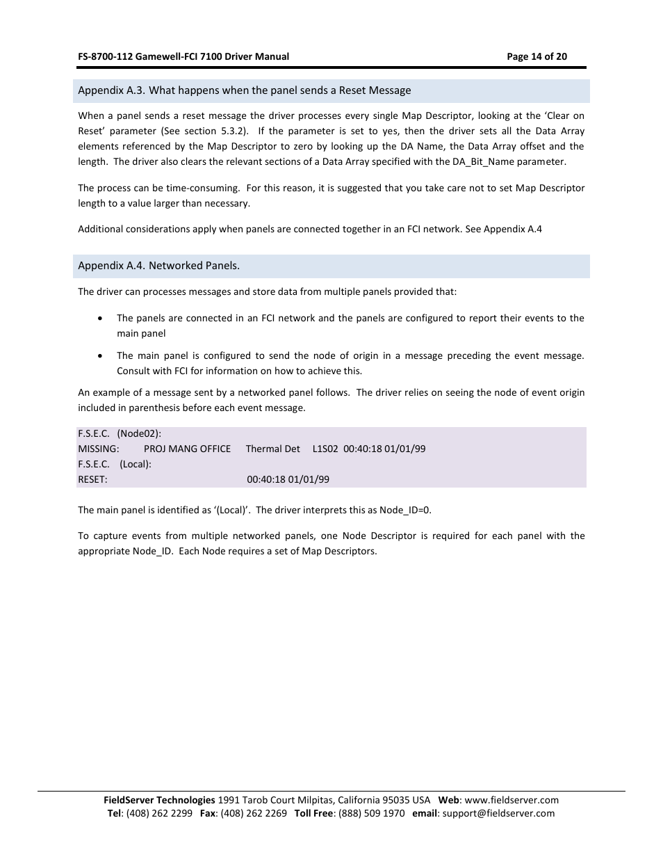 Appendix a.4. networked panels | FieldServer FCI 7100 Series User Manual | Page 14 / 20