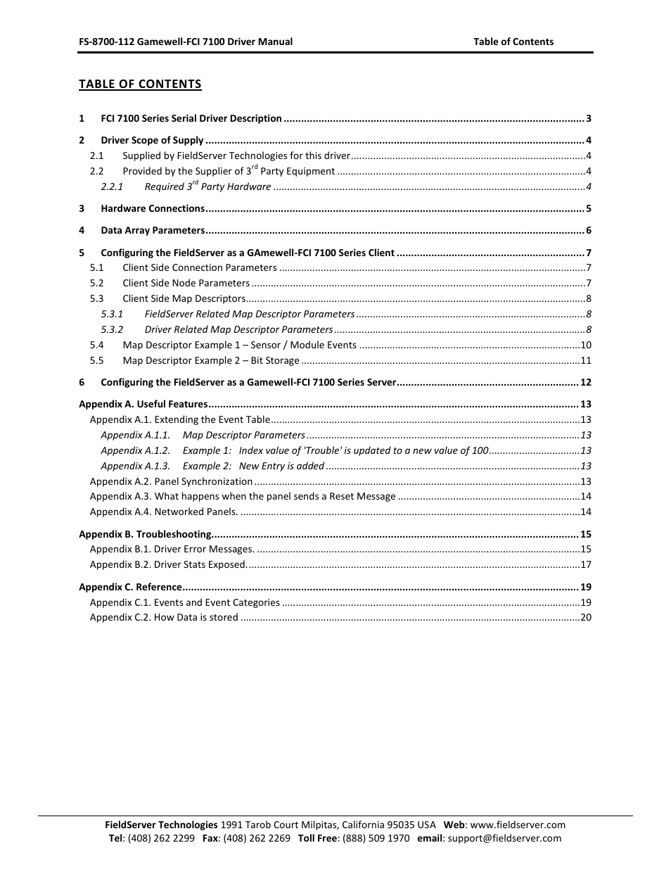 FieldServer FCI 7100 Series User Manual | Page 2 / 20