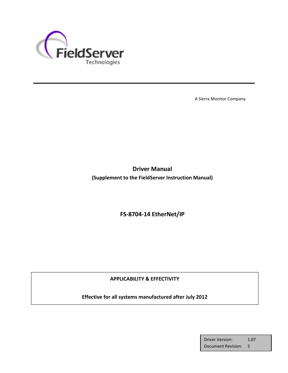 FieldServer FS-8704-14 User Manual | 31 pages