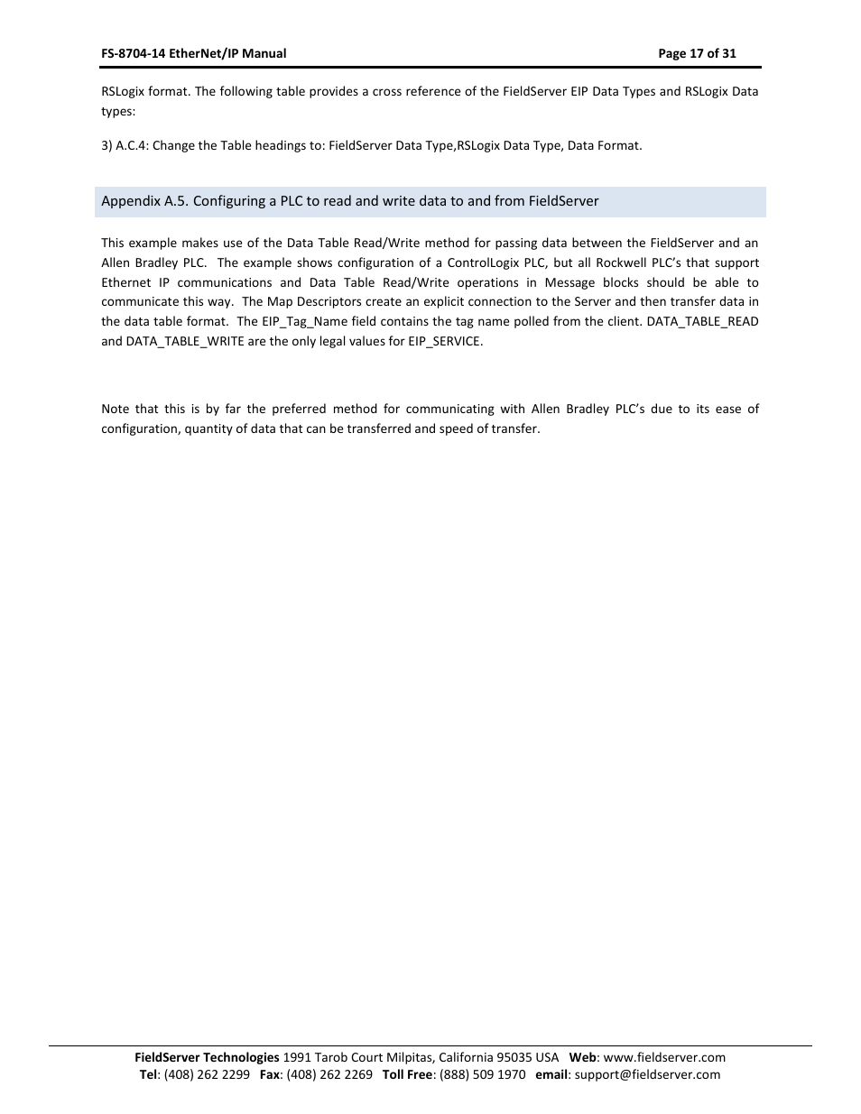 FieldServer FS-8704-14 User Manual | Page 17 / 31