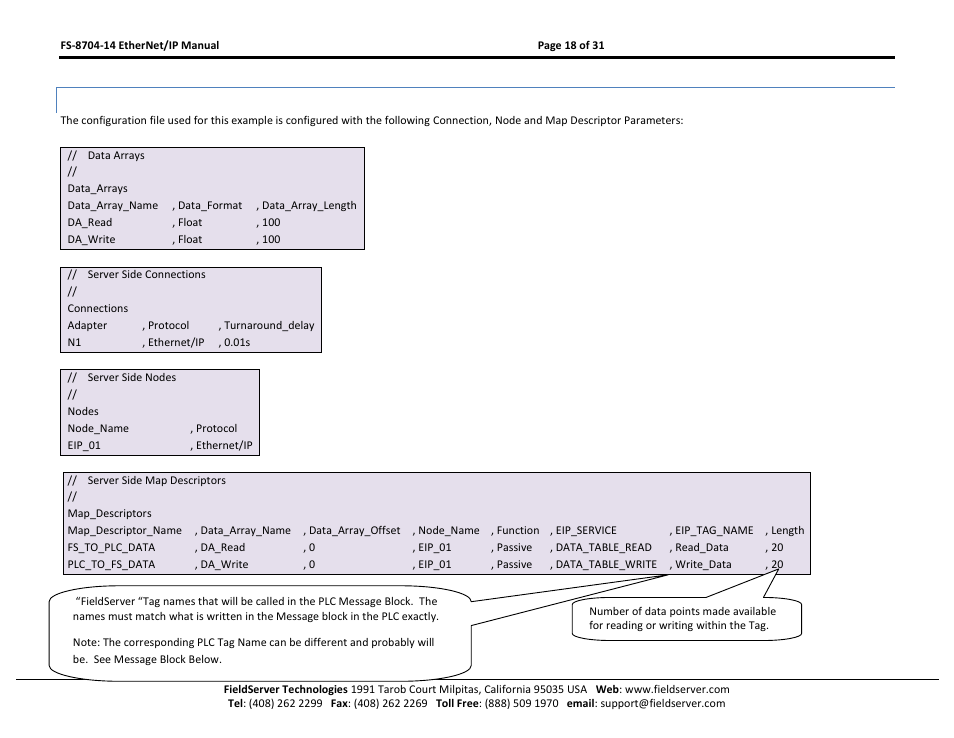 Appendix a.5.1, Fieldserver configuration file | FieldServer FS-8704-14 User Manual | Page 18 / 31