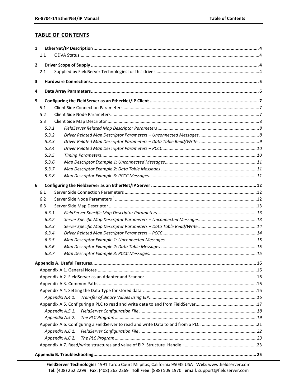 FieldServer FS-8704-14 User Manual | Page 2 / 31