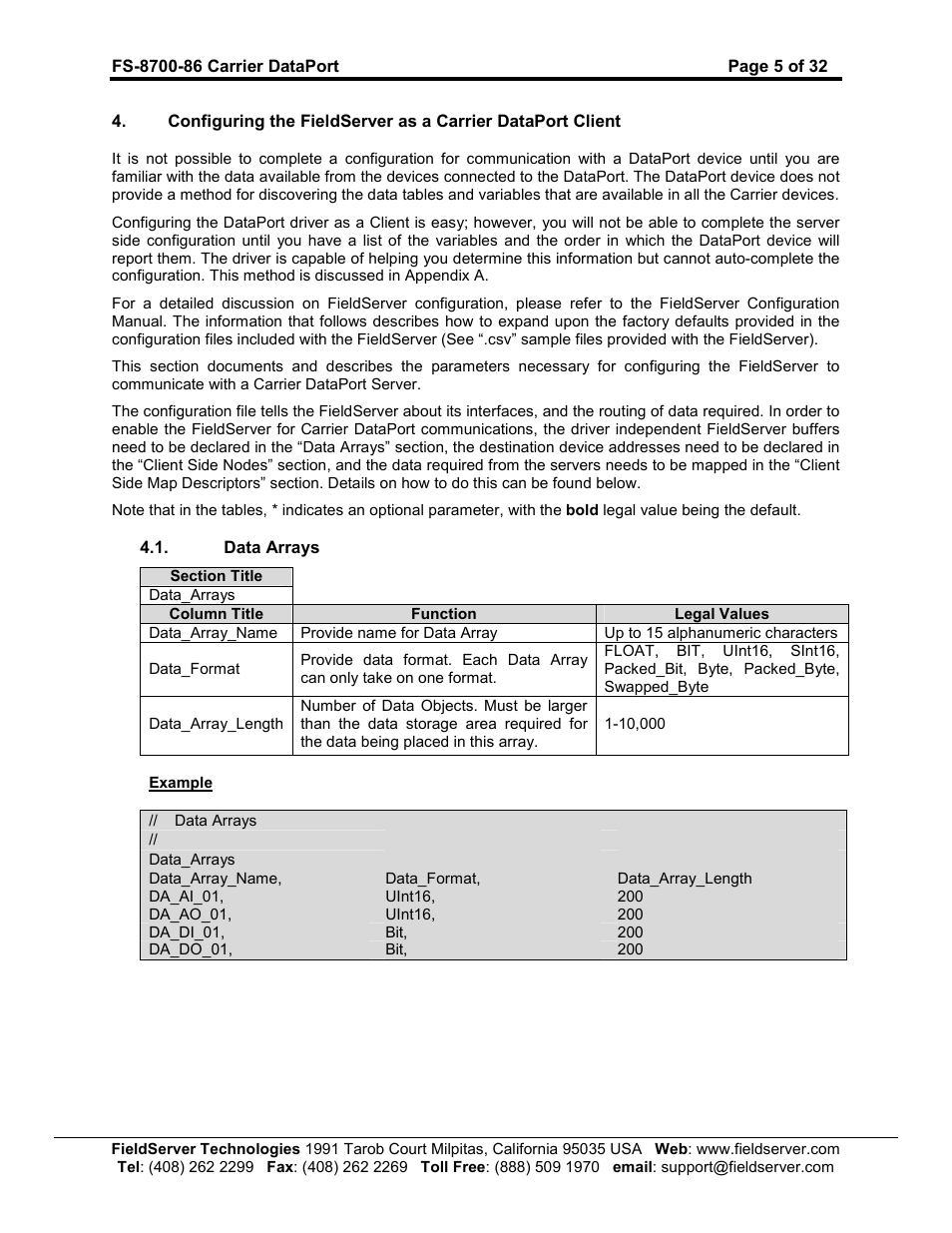 FieldServer Carrier DataPort FS-8700-86 User Manual | Page 5 / 32