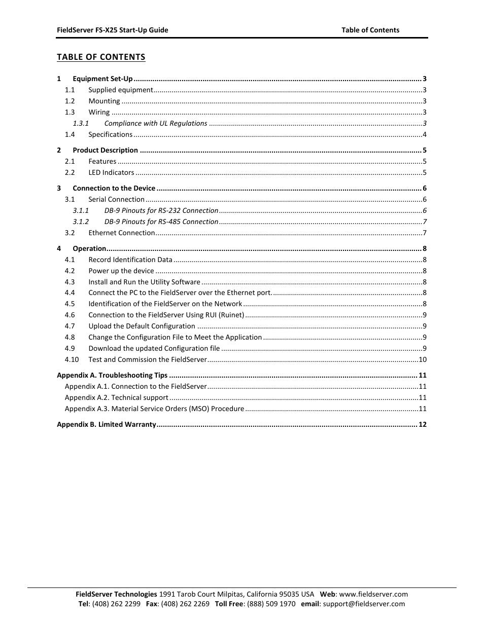 FieldServer X-25 User Manual | Page 2 / 12