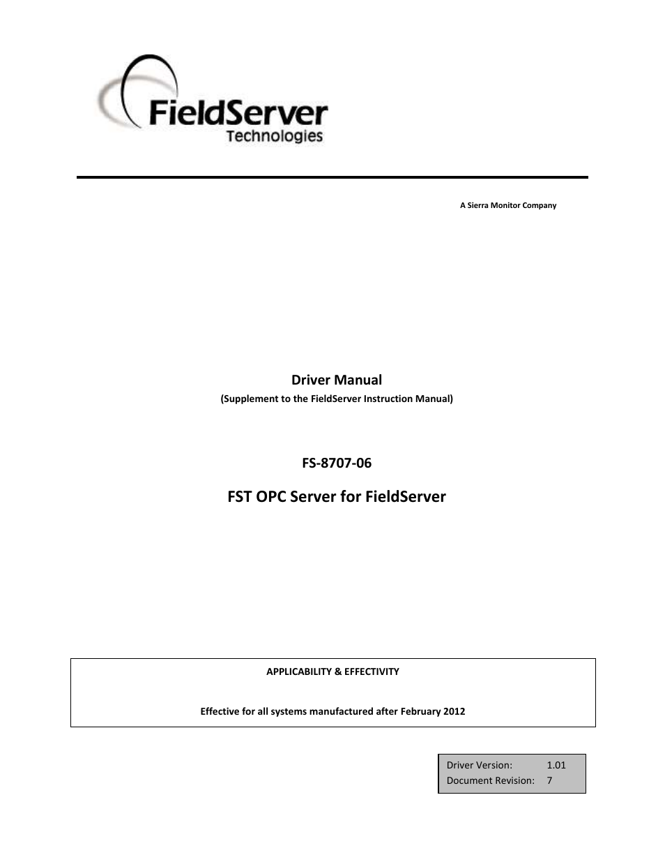 FieldServer FS-8707-06 User Manual | 15 pages