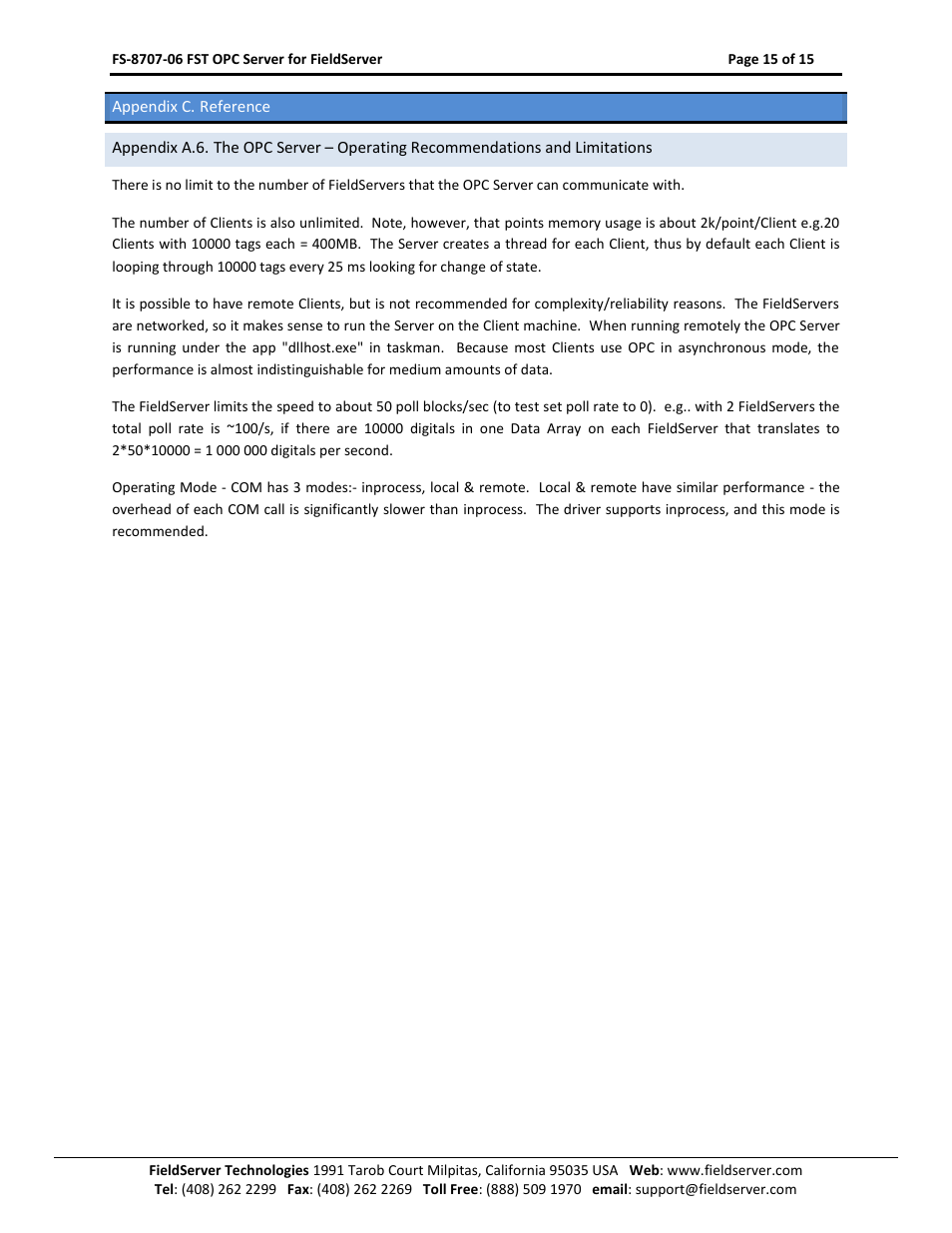 Appendix c. reference | FieldServer FS-8707-06 User Manual | Page 15 / 15