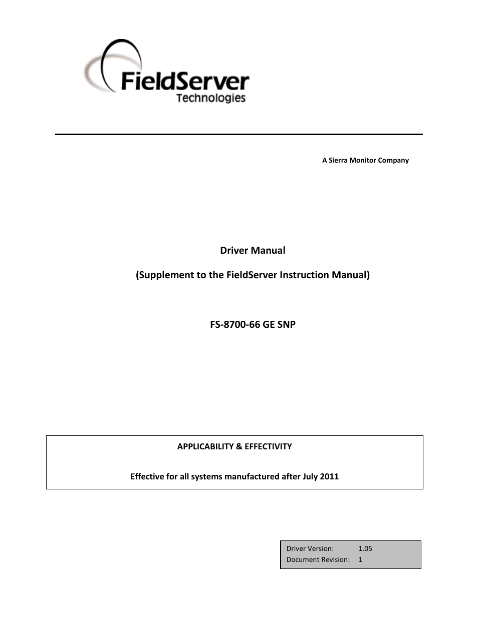 FieldServer FS-8700-66 User Manual | 28 pages