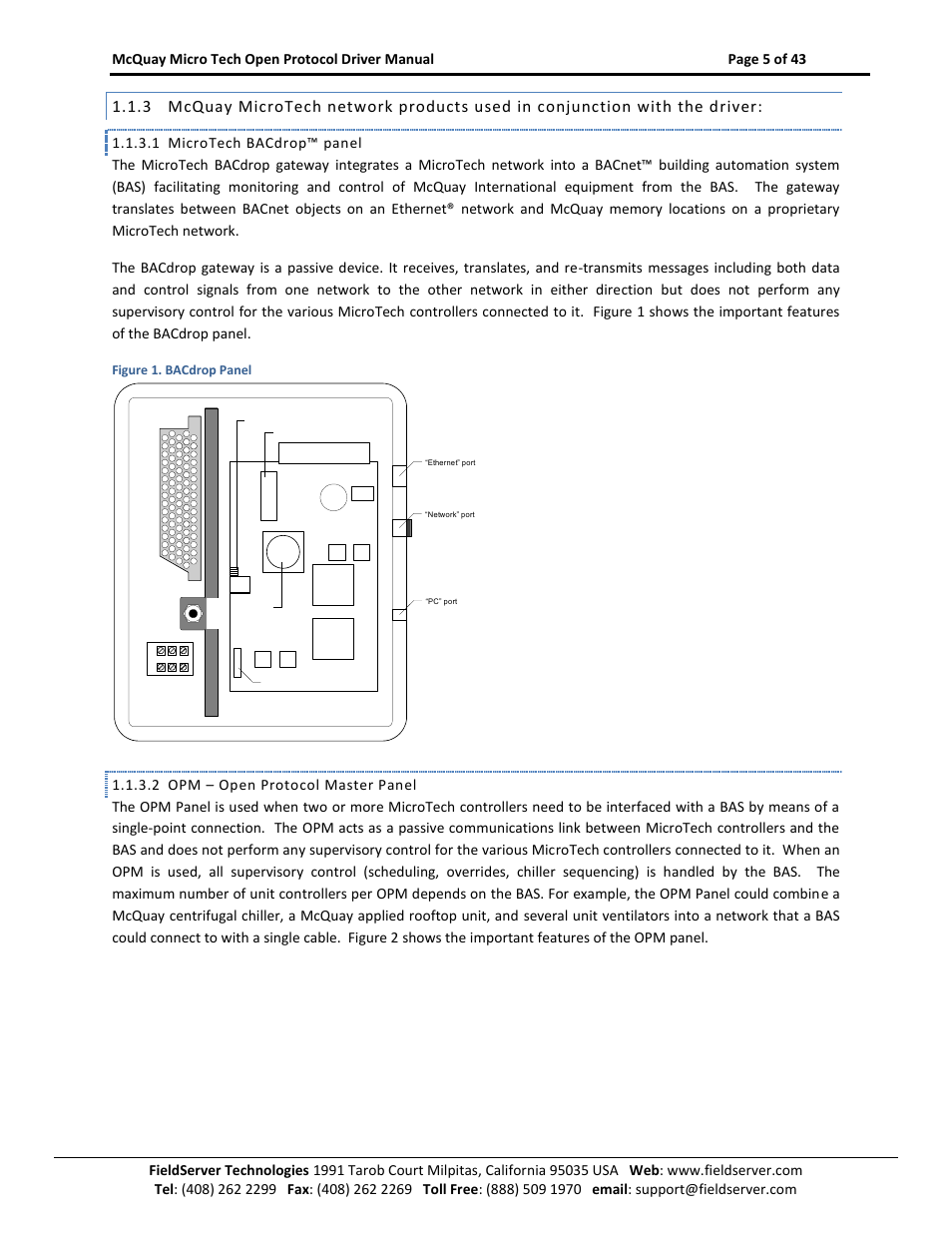 Figure 1. bacdrop panel | FieldServer FS-8700-80 User Manual | Page 5 / 43