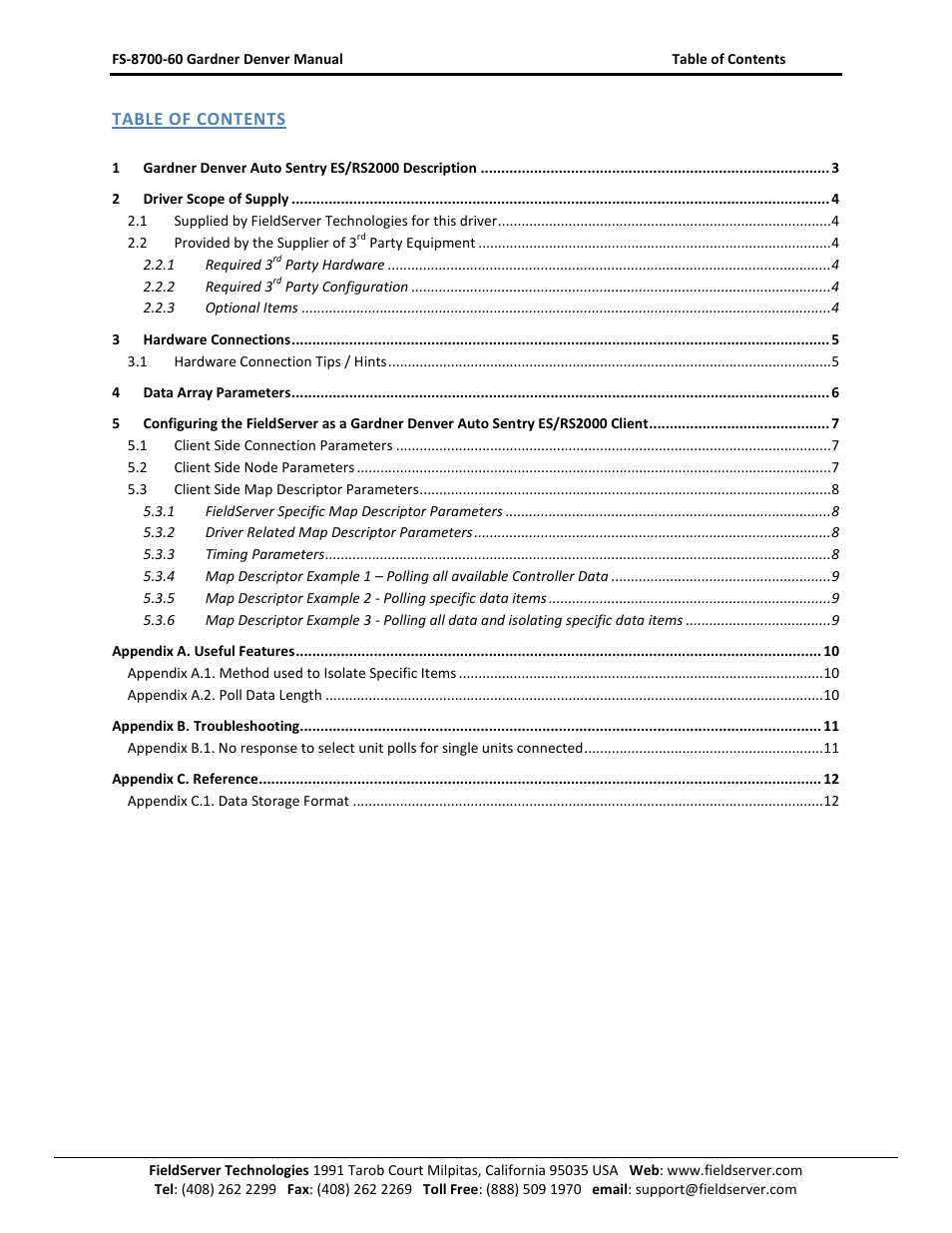 FieldServer Gardner Denver FS-8700-60 User Manual | Page 2 / 12