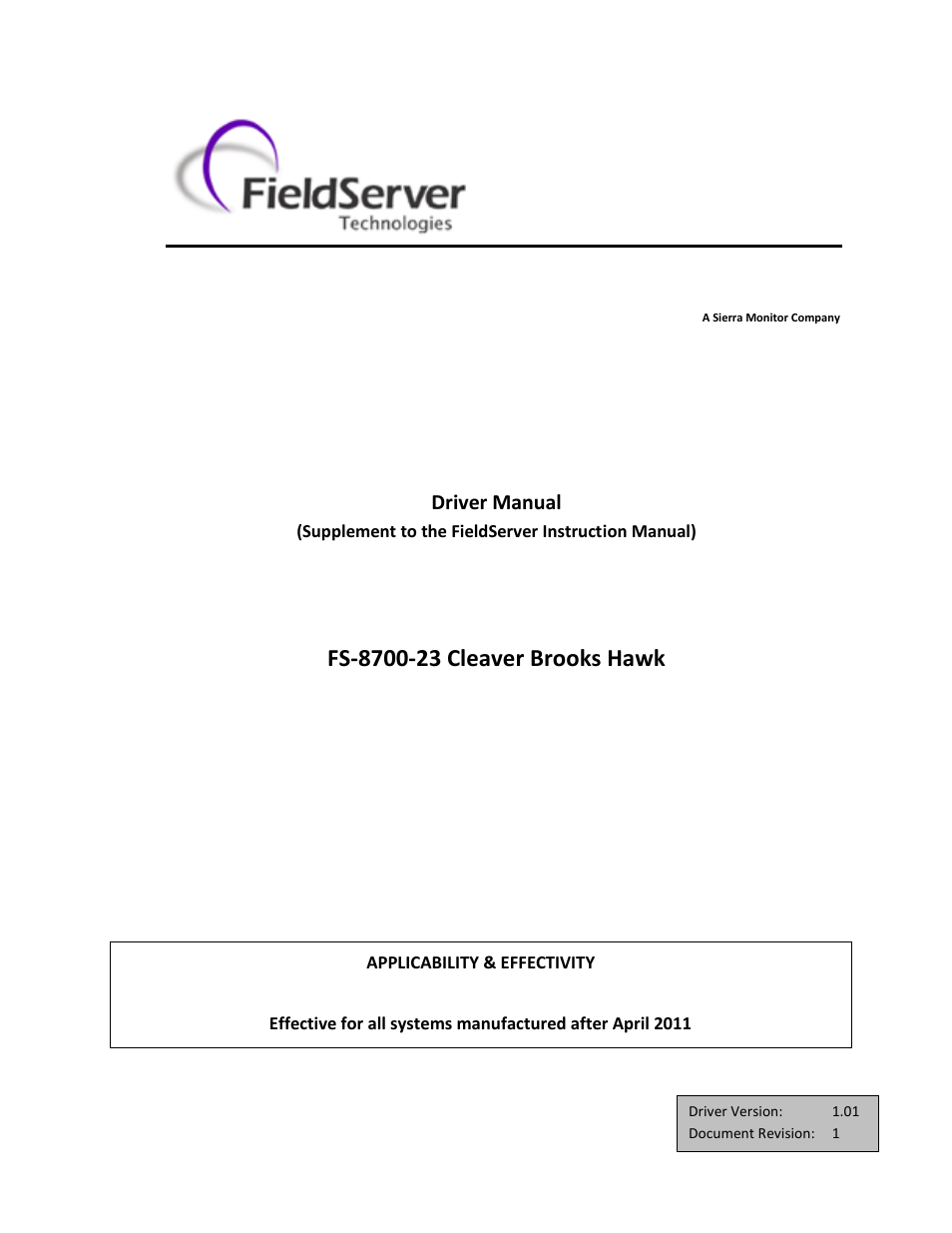 FieldServer FS-8700-23 User Manual | 11 pages