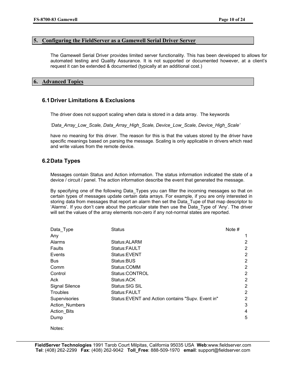 FieldServer Gamewell FS-8700-83 User Manual | Page 12 / 24