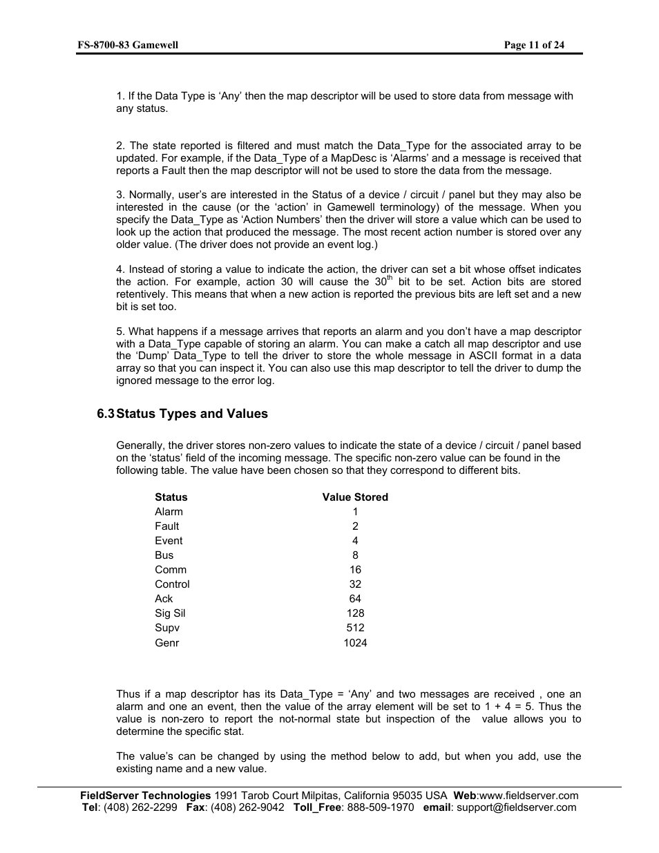 FieldServer Gamewell FS-8700-83 User Manual | Page 13 / 24