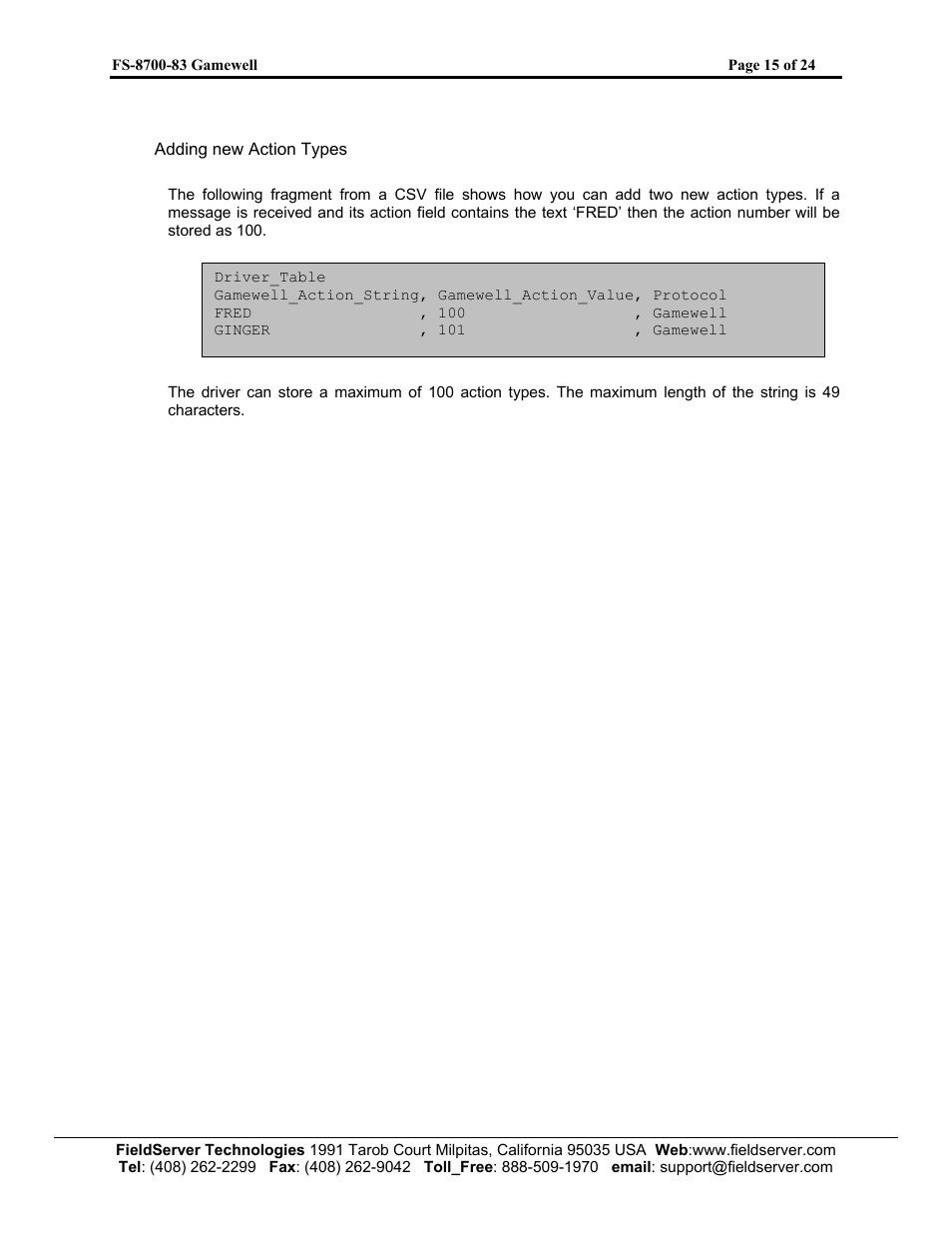 FieldServer Gamewell FS-8700-83 User Manual | Page 17 / 24