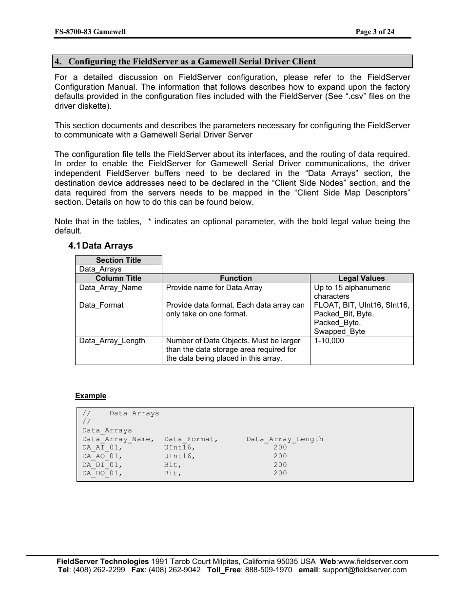 FieldServer Gamewell FS-8700-83 User Manual | Page 5 / 24
