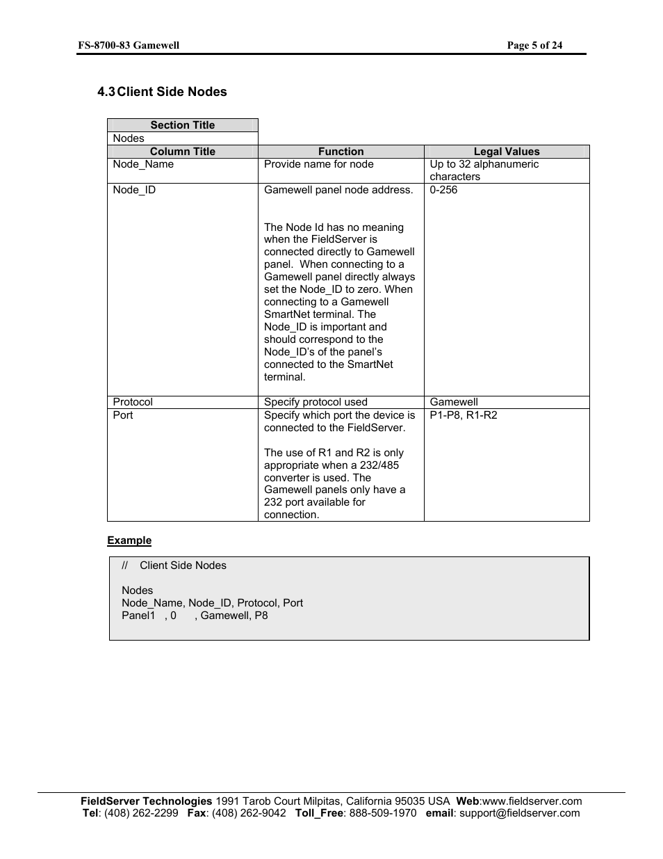 FieldServer Gamewell FS-8700-83 User Manual | Page 7 / 24