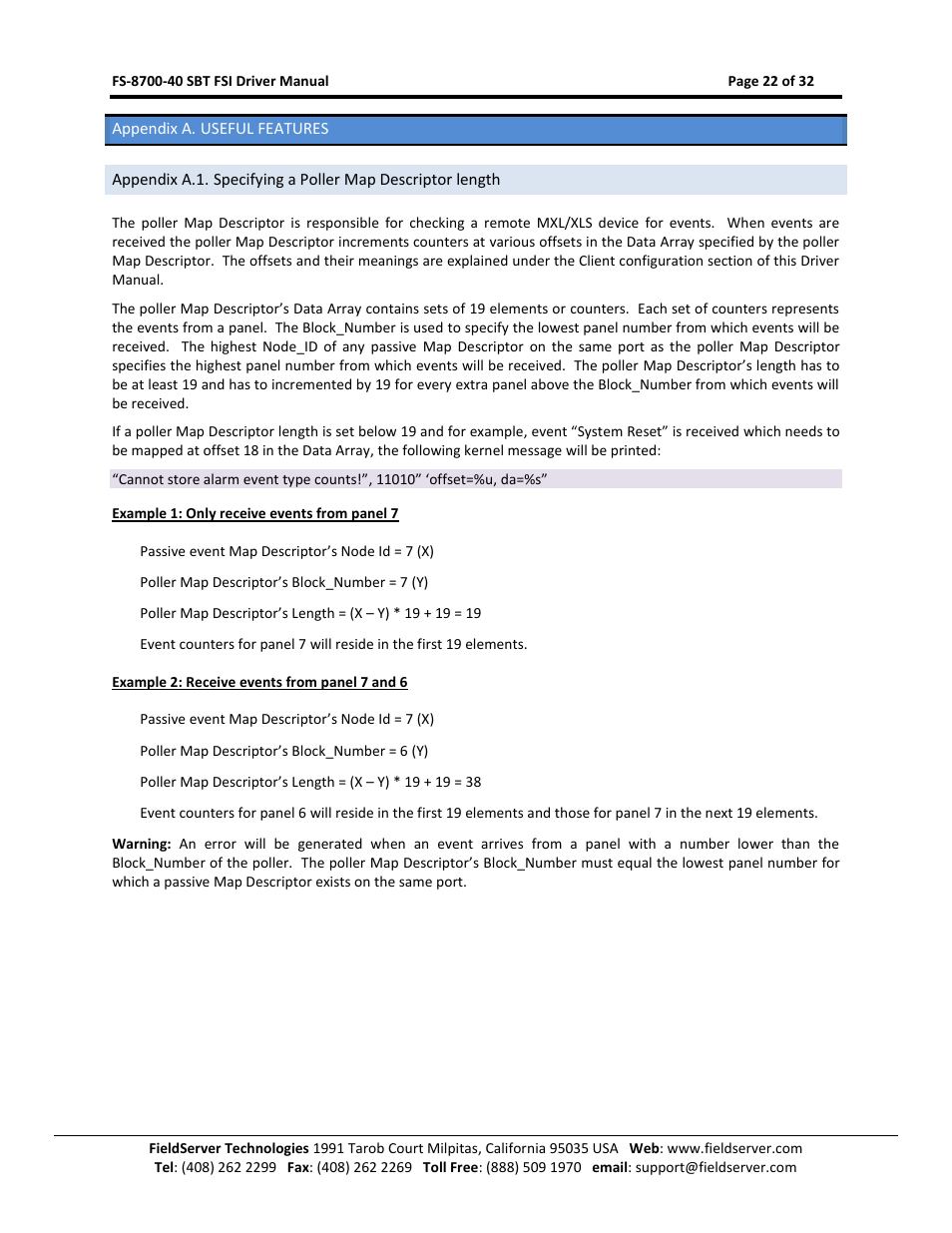 Appendix a useful features | FieldServer FS-8700-40 User Manual | Page 22 / 32