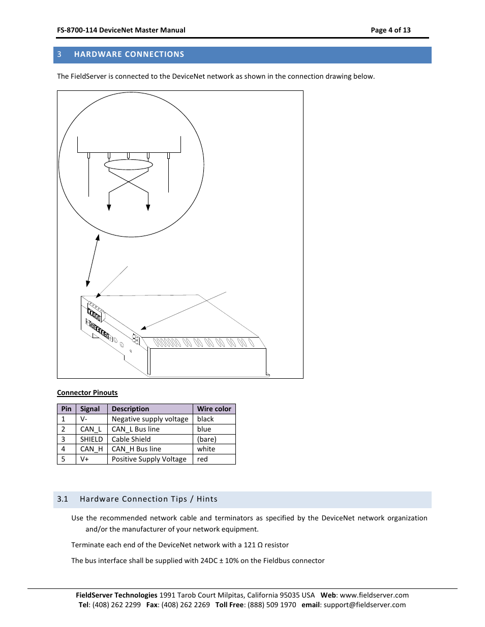 Hardware connections, Hardware connection tips / hints, Hardware connections 3 | 1 hardware connection tips / hints | FieldServer FS-8700-114 X30 User Manual | Page 4 / 13