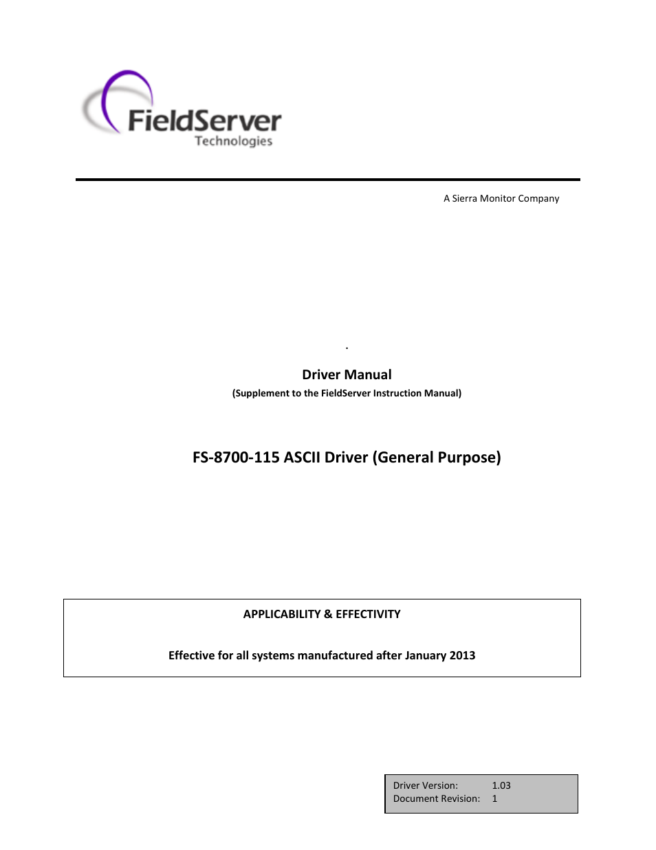 FieldServer FS-8700-115 User Manual | 13 pages