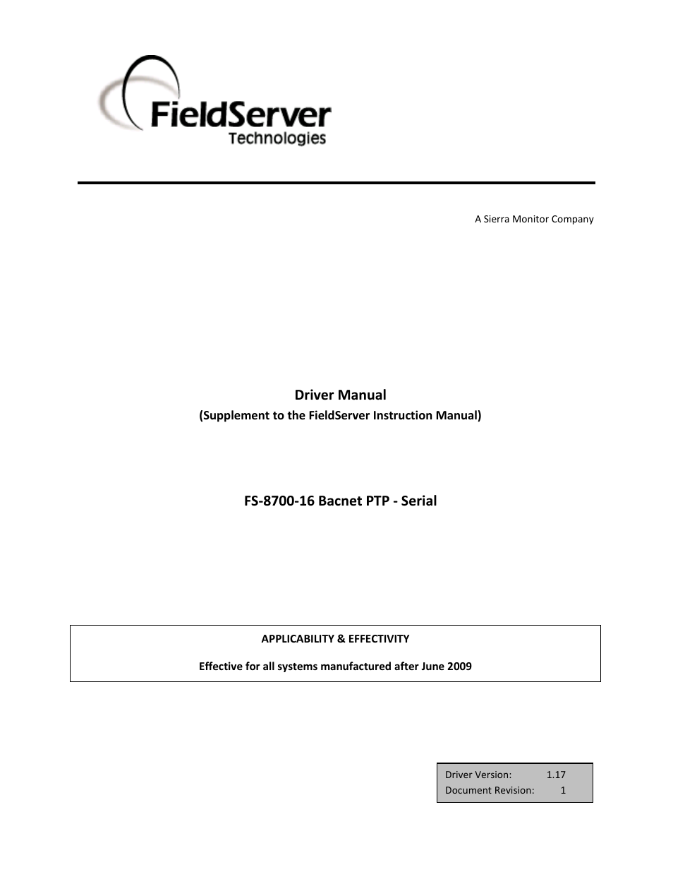 FieldServer FS-8700-16 User Manual | 32 pages