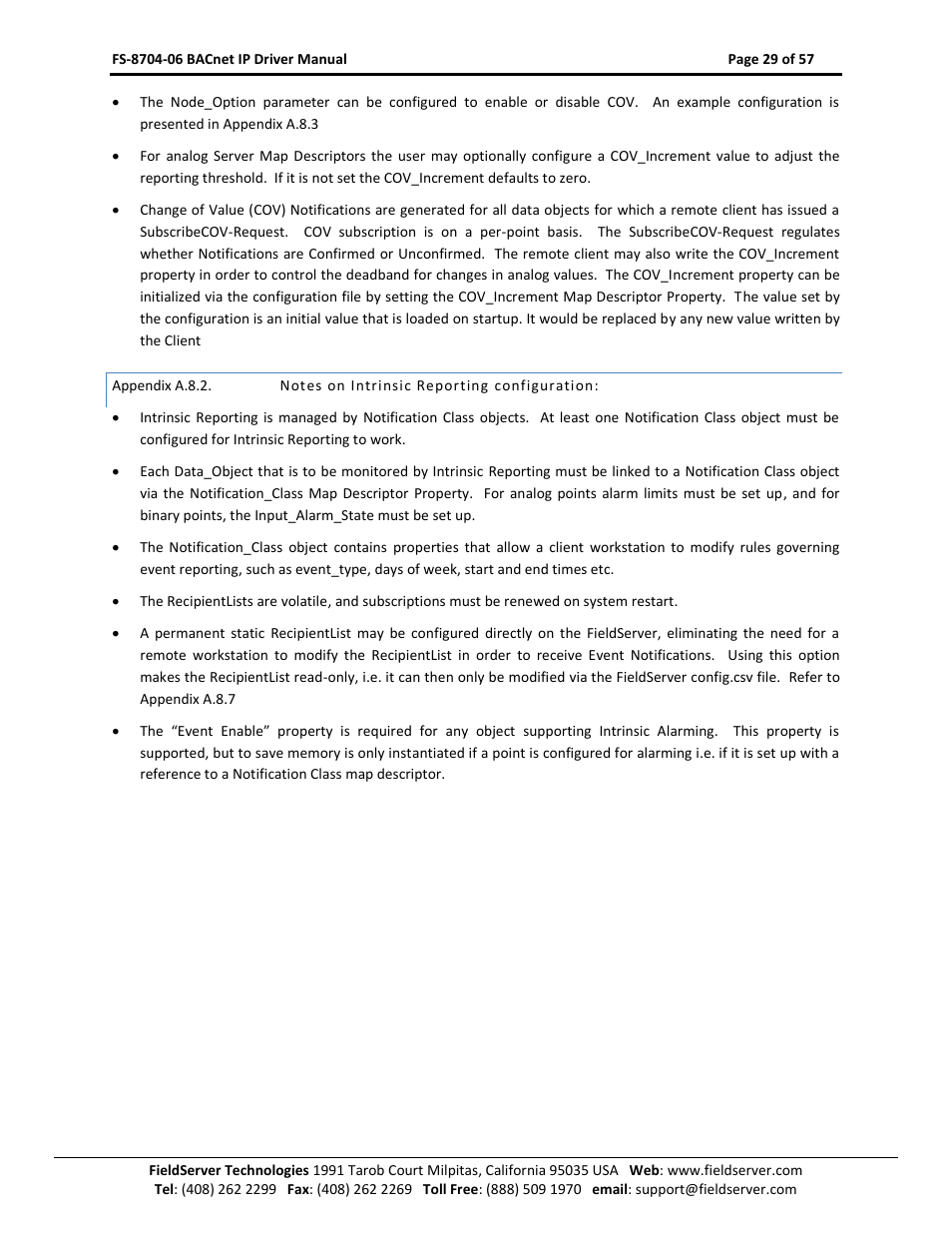 Appendix a.8.2, Notes on intrinsic reporting configuration | FieldServer FS-8704-06 User Manual | Page 29 / 57
