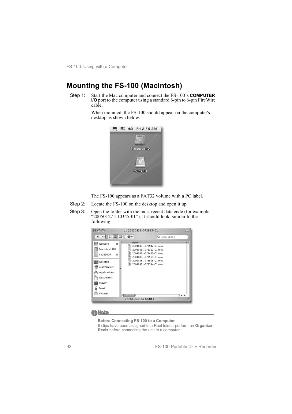 Mounting the fs­100 (macintosh) | FOCUS Enhancements MANL102306 User Manual | Page 110 / 120