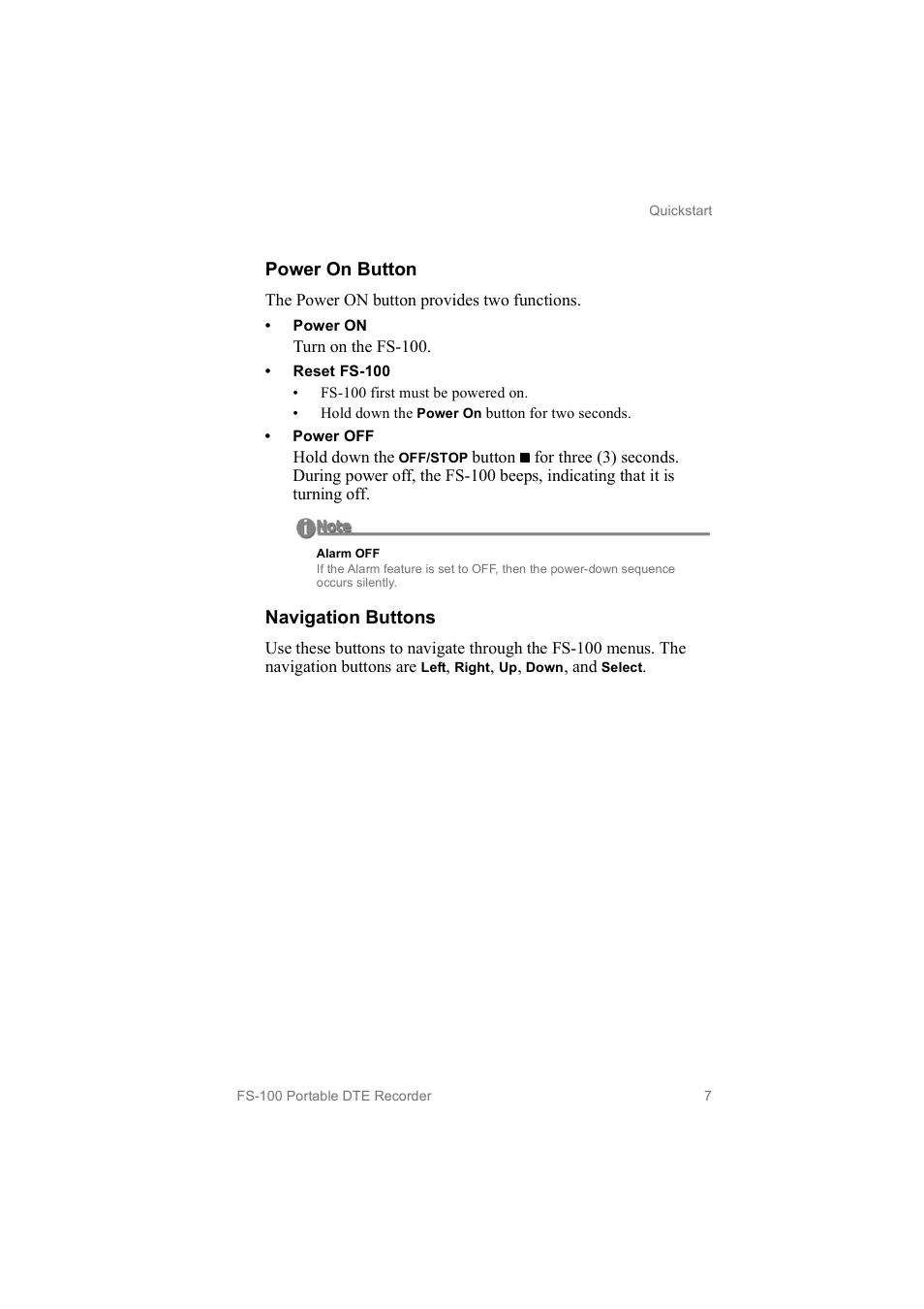 Power on button, Navigation buttons | FOCUS Enhancements MANL102306 User Manual | Page 25 / 120