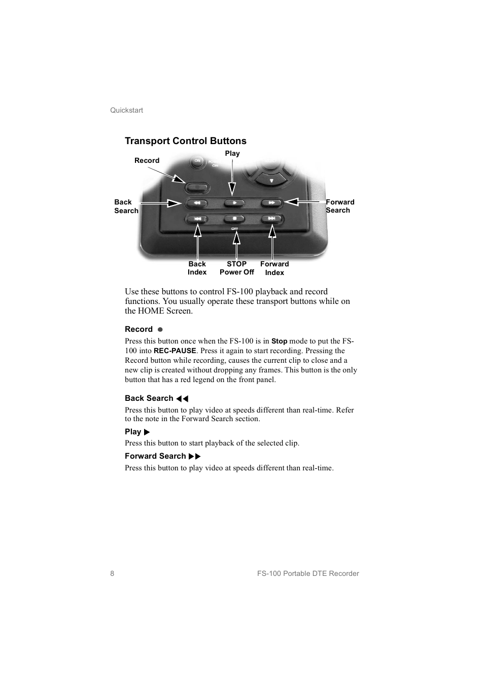 Transport control buttons | FOCUS Enhancements MANL102306 User Manual | Page 26 / 120