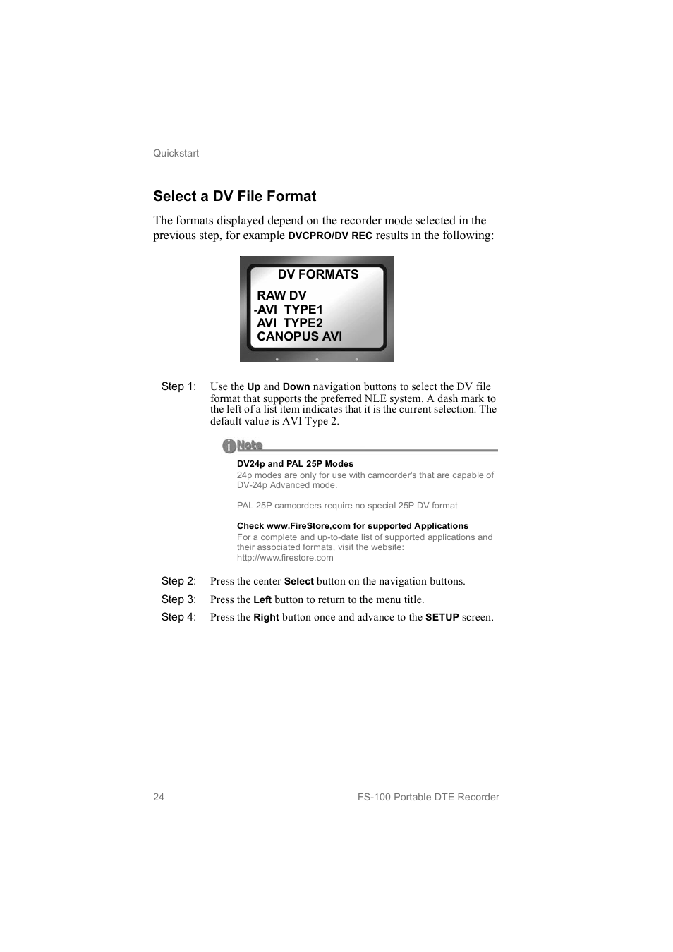 Select a dv file format | FOCUS Enhancements MANL102306 User Manual | Page 42 / 120